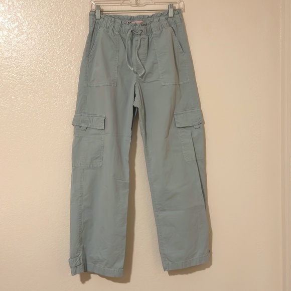 So Wide Leg Cargo Pants Light Blue Drawstring Stretch Waist Size M - Picture 1 of 7